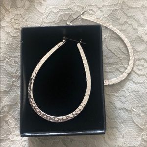 Hammered Teardrop Hoop Earrings